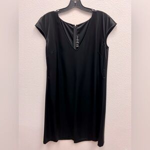 St. John Deep V-neck Satin Little Black Dress Size 8